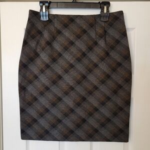 Amanda + Chelsea Pencil Skirt Checkered Black Brown Size 12